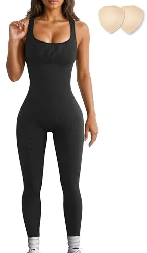 Merlvida Mono Deportivo Mujer sin Costuras Jumpsuit Sexy Mono Ajustado Elástico Body Overol Monos de Una Sola Pieza Ropa Deportiva Gimnasio Fitness Yoga