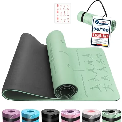 OUTDOUSE Esterilla Yoga,Esterilla Fitness Antideslizante,TPE Colchoneta Gimnasia, para Pilates,Deporte,Gimnasia,Estiramientos, Esterilla Deporte con bandolera 183x61cm