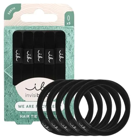 Invisibobble Elastic Negro | Suavidad para el cabello | Anti-frizz | Sin huellas | Accesorio de peinado | 5 piezas