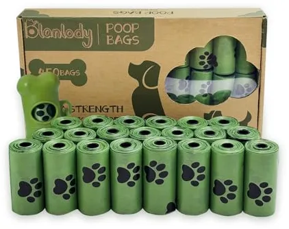 Blanlody Bolsas para Excrementos de Perro, 450 Unidades Verde Bolsas, Extra grueso,fuerte y a Prueba de Fugas Biodegradable Bolsas para Caca de Perro (30 * 22CM)