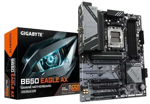 GIGABYTE B650 Eagle AX Placa Base - AMD Ryzen Serie 9000, VRM de 12+2+2 Fases, hasta 7600 MHz DDR5 (OC), 1xPCIe 5.0 + 2xPCIe 4.0 M.2, LAN GbE, WiFi 6E, USB 3.2 Gen 2