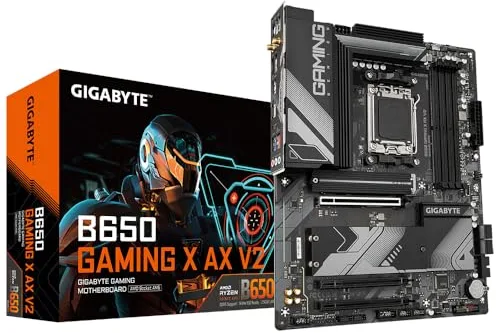 GIGABYTE B650 Gaming X AX V2 Placa Base - AMD Ryzen Serie 9000, VRM de 8+2+2 Fases, hasta 8000 MHz DDR5 (OC), 1xPCIe 5.0 + 2xPCIe 4.0 M.2, LAN 2,5 GbE, WiFi 6E, USB 3.2 Gen 2