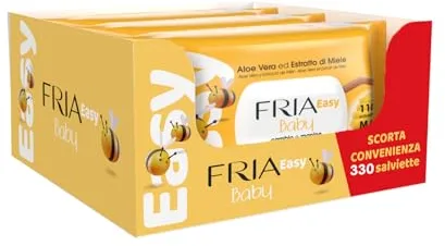 Fria Easy Toallitas para el Cambio de Pañal del Bebé, con Aloe Vera y Extracto de Miel con Efecto Hidratante de la Piel, Dermatológicamente Testadas, Paquete de 330 Toallitas