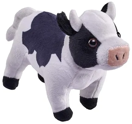 Wild Republic Pocketkins Eco Vaca, Peluche, 12 cm, Juguete de Peluche, Hecho de Materiales Reciclados, Ecológico
