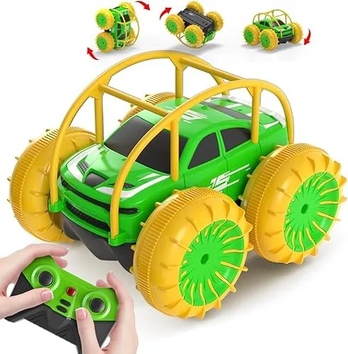 MaxTronic Coche Teledirigido de Carga Directa para Niños - Vehículos RC Anfibio 2.4G 360° - 15KM/H - 4WD - Coche de Acrobacias Todoterreno con LED Ajustable - Niños y Niñas de 3-12 Años