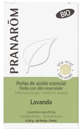 PRANARÔM Perlas de Lavanda Verdadera BIO – Mini Cápsulas Predosificadas de Aceite Esencial – Sueño y Estrés – 100% Puro y Natural – HECT – 60 Perlas