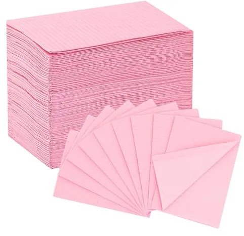 EZ TATTOO Baberos Dentales Desechables 33cmx45cm - 125piezas Sábana Tatuaje Impermeable 3 Capas para Salón de Manicura, Suministros Técnicos para Uñas y Pestañasc (Rosa)