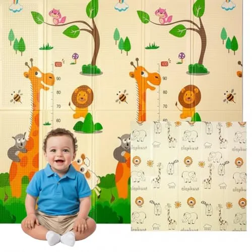 Edibaby, Alfombra Bebé Acolchada Plegable, Diseño Infantil, Colchoneta de Juegos para Suelo, Reversible, XPE, Tapete Baby Play Mat (Jungle | 200x180 | 1 cm)