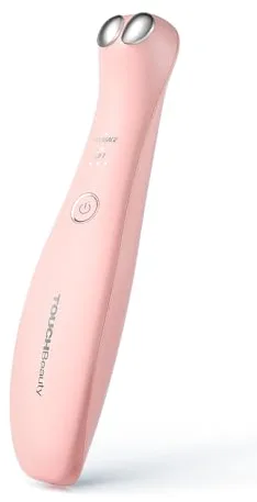 TOUCHBeauty Masajeador de Ojos EMS,Antiarrugas Eye Masaje con Calefacción y Vibración,Anti Envejecimiento Masajeador Recargable para Bolsas Lagrimas, Círculos Oscuros, Hinchazón AG-1883 (Rosa)