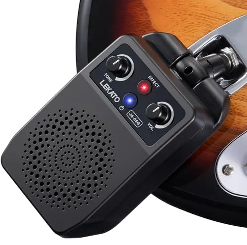 LEKATO Mini Amplificador Portátil 5W - Amplificador de Guitarra Eléctrica Recargable con Bluetooth y Multi-Effets Integrados