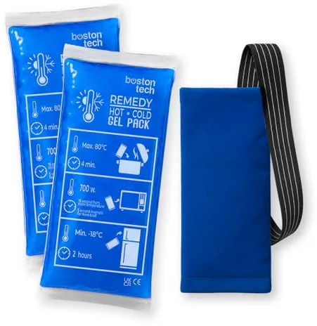 Boston Tech REMEDY Bolsa de Gel Frío y Calor con funda multiposición | Terapia frío-calor ideal para lesiones, recuperación muscular, fisioterapia y uso doméstico (Pack de 2)