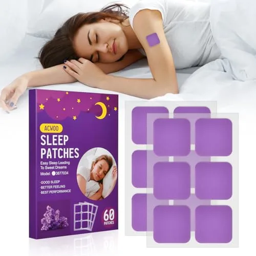 ACWOO Parches para el Sueño, 60 Parches para el Sueño Profundo para Adultos, Parches Totalmente Naturales para Promover el Sueño Profundo, Parche para Mejorar la Calidad del Sueño, Ayuda a Dormir
