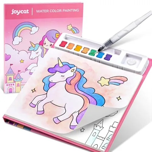 JoyCat Libro para colorear con acuarelas para niños pequeños a partir de 3-8 años, juego de acuarela para arte y manualidades, juguete educativo como regalo de cumpleaños para niños y niñas