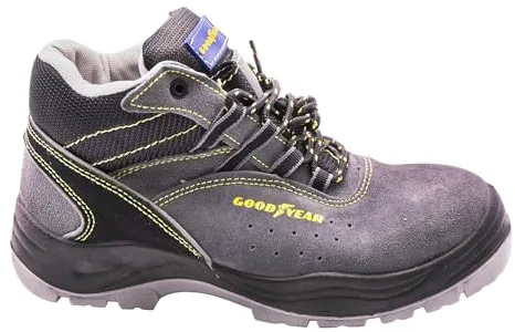 Goodyear - G138107C - Botas de Seguridad - Piel Serraje Gris - Alta Resistencia - Forro Antibacteriano - Plantilla Extraíble -Talla 42