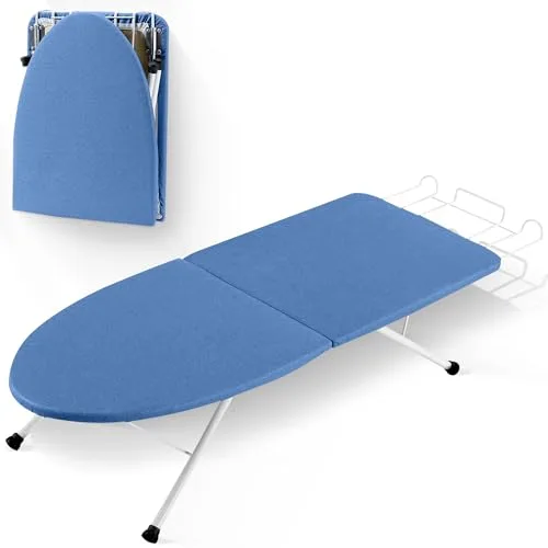 JUPPLIES Tabla de Planchar Plegable para Casa - Mesa de Planchado Pequeña (80×30cm) con Patas Antideslizantes, Funda Algodón Lavable y Marco Acero, Ideal para Espacios Reducidos y Planchado Rápido