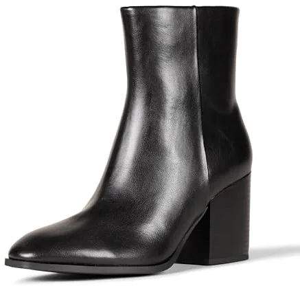 Amazon Essentials Botín con tacón liso al tobillo Mujer, Negro, 38 EU