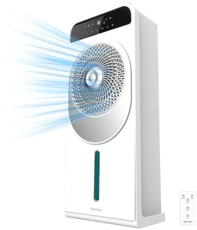 Cecotec Climatizador Evaporativo EnergySilence 5000 Cool Wave, 28 W, Motor DC, Depósito 5L, Mando a distancia, Pantalla LED, Control táctil, 12 Velocidades, Temporizador hasta 9h, Oscilación de 360º