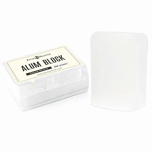 Jack Shaver® Bloque de Alumbre Natural en Estuche de Plástico (100 g) Aftershave Detiene Sangrado Antiséptico Astringente Calmante para Quemaduras de Afeitado (100 g (Pack of 1))