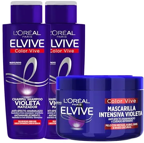 L'Oréal Paris Pack ELVIVE Color Vive Violeta Champú y Mascarilla para Pelo Teñido
