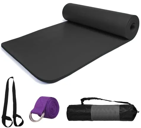 smallrun Esterilla Yoga Esterilla Pilates Antideslizante 10mm Alfombrilla de Yoga Esterilla Deporte Yoga Mat para Pilates Yoga Fitness 183x61cm (NBR NEGRO 10MM)