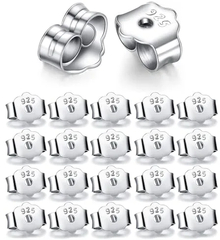 20 Pcs Cierre Pendientes De Plata De Ley 925, Tuercas Pendientes Plata, Tuercas Pendientes, Cierre Pendiente