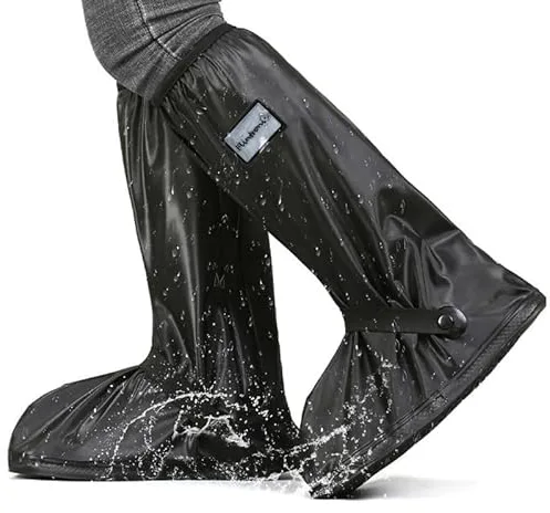 flintronic 1 Pare Cubre Zapatos Impermeable Lluvia, Lavable Cubrezapatos Reflector, Calzado Cubrebotas Nieve Anti Barro Reutilizables, Diseño de Suela Antideslizante Cubre, para Hombre Mujer, XL