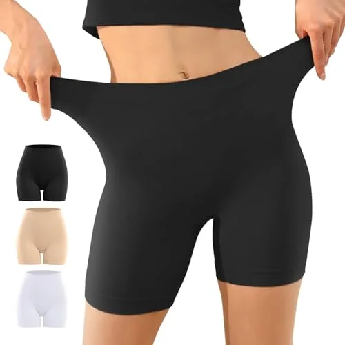 YouShow 3 Pack Pantalon Antirozaduras Mujer Debajo la Falda Pantalones Cortos Vestir Braga Anti Roce Negro Blanco Beiges L