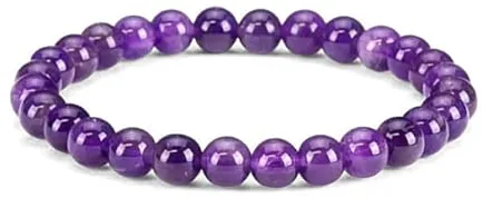 Pulsera AMATISTA - Piedras naturales semipreciosas energeticas para mujer y hombre - Hilo elastico con cuentas de bolas - Cristales curativos sanacion y curacion (Amatista)