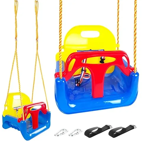 KINSPORY Columpio 3 en 1 para niños, columpio para niños, columpio para jardín, hogar, parque infantil, interior y exterior (azul profundo)