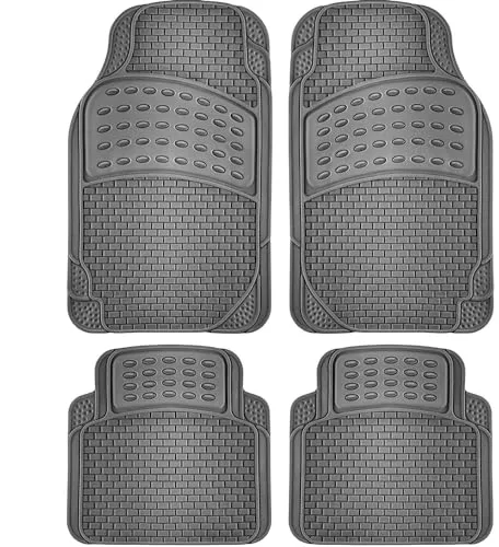 AUTOZOCO Alfombrillas de Goma Universales Coche, Diseño Antideslizante, Alfombrillas Lavables, Alfombrilla automóvil Ajustables, Delanteras 70x45.5 cm, traseras 45.5x41.5 cm, Apto para Cortar