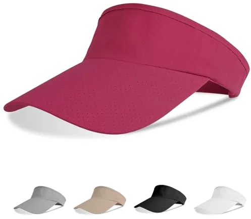 Aomig Viseras para Mujer, Sombrero Mujer Verano Transpirable Ajustable, Gorra Mujer Visera Unisex de Malla para Running Beisbol Tenis Golf, Rosa Roja