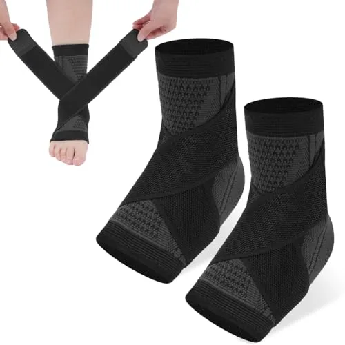ACWOO Tobillera para Esguince, 2pcs Tobilleras Deportiva Ajustable, Tobillera Estabilizadora, Soporte Tobillo, Tobillera Compresión de Soporte, Soporte de Tobillera para Fascitis Plantar, Esguince(XL)