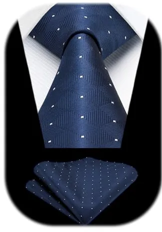 Enlision Corbatas Azul Marino Hombre y Pañuelo Corbata Cuadros Modernas Conjunto Corbatas Boda Originales