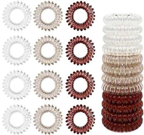 Sularpek 12 Piezas Gomas Pelo Mujer, Gomas de Pelo Espiral, Coleteros Pelo Mujer, Goma del pelo Elásticas, Cintas para el Cabello en Espiral Cable de Teléfono, Gomillas Pelo Espiral