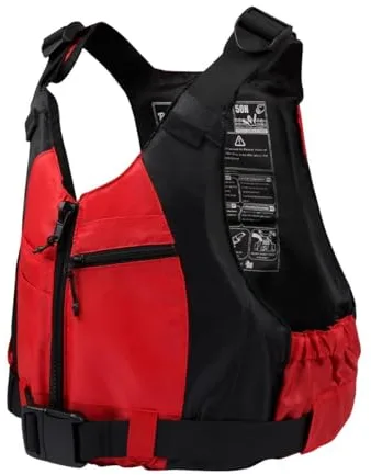 Owntop Chaleco de Ayuda a la Flotabilidad para Adultos, Chaqueta de Baño Ajustable Mixta, Chaleco de Natación con Bolsillos y Correa en la Entrepierna para Sup Kayak Pesca (Rojo,XS-S)