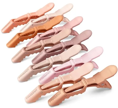 Framar Pinzas Pelo Peluqueria - Clips de Pelo Profesionales Para Seccionados y Peinados, Pinza Pelo Mujer, Pinzas Pelo Mujer, Clips Pelo, Sujeción Fuerte Sin Deslizarse – Tonos Neutros - Pack de 10