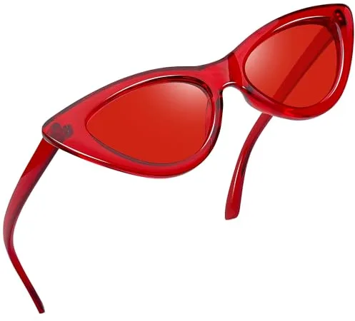 Joopin Rojas Ojos de Gato Gafas de Sol Mujer Triangulares Estrechas para Disfraz Cosplay Fiesta Aesthetic Fashion Cat Eye Sunglasses Women