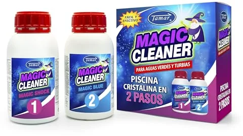 Tamar Magic Cleaner, Piscina Cristalina en 2 Sencillos Pasos, Recuperador Agua Piscina Deteriorada, Acción Rápida, Alta Solubilidad, Desinfectante, Clarificante