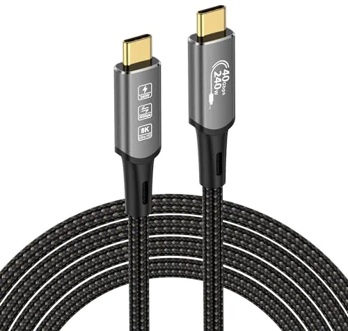 Cable USB 4 con Thunderbolt 4, cable de carga de 240 W, cable de datos de 40 Gbps, 8 K a 60 Hz, 4 K, 120 Hz, HDR, PD3.1, cable USB C a USB C, para hub, dock MacBook, M1 M2, M3, Mac Studio SSD,