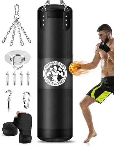Saco de Boxeo Adulto Colgar Sin Relleno 120cm MMA Kickboxing Boxeo Karate Muay Thai Karate Lucha Home Gym Judo Entrenamiento de Taekwondo Training Punching Bag Set