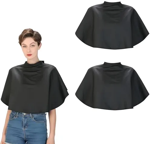 2 PCS Capas para Peluqueria Cortas, Capas de Barbero de Salón, Bata Profesional para Teñir el Cabello, Chal para Corte de Pelo, Capa de Peluquería, Babero Ligero para Permanente/Maquillaje/Afeitado