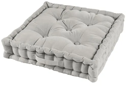 Acomoda Textil – Cojín de Suelo Acolchado con Asa de Transporte. Cojines para Palets, Banco, Silla y Suelo, Asiento Cómodo Decorativo para Interior y Exterior. (Lino, 45x45cm, 1 Unidad)