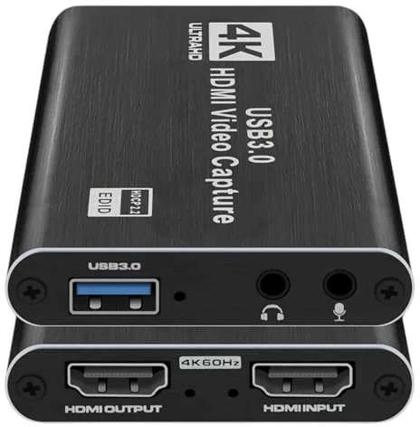 Capturadora Video. HDMI 4K Loop-out 1080P 60FPS/2K 30FPS. USB 3.0 de Alta Velocidad. Capturadora Switch/PS5/cámara/PC/OBS. De hdmi a USB 3.0. ALBURANⓇ
