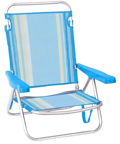 Creaciones Llopis ARW Silla de Playa Plegable y reclinable 4 Posiciones, Color Verde Rayas, Medidas 80x62x50, Material: Aluminio, Resistente, Peso máximo soportado 100kg