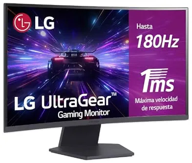 LG 27GS60QC-B - Monitor Gaming Ultragear, 27", VA, 2560x1440, 16:9, 180 Hz, 1 ms/FreeSync/Conectividad Universal, No Curvo, No Pivotable, Morado Grisáceo