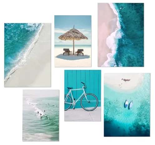 milaosk 6 Laminas Decorativas Pared,Cuadros Decoracion Salon Modernos Dormitorios Posters Decorativos Aesthetic Láminas Artísticas - Playa del Mar,Sin Marcos