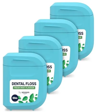 By Amazon Hilo dental encerado, sabor a menta, 50 m, 4 unidades