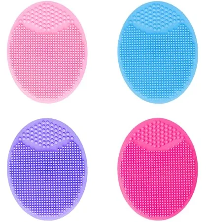 Set de 4 Cepillos de Limpieza Facial de Silicona para Exfoliación y Masaje, Suaves y Duraderos, Adecuados para Todo Tipo de Piel, Eliminación de Maquillaje y Puntos Negros