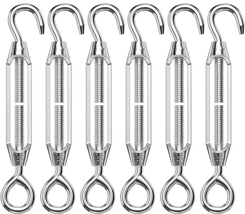 Traxenta Juego de 6 Piezas Tensor Cuerda Tendedero, Tensores de Alambre, Tensores para Toldos, Tensor Cable Acero, Tensor de Cuerda de Acero Inoxidable, para Vallas de Jardín y Soporte para Plantas