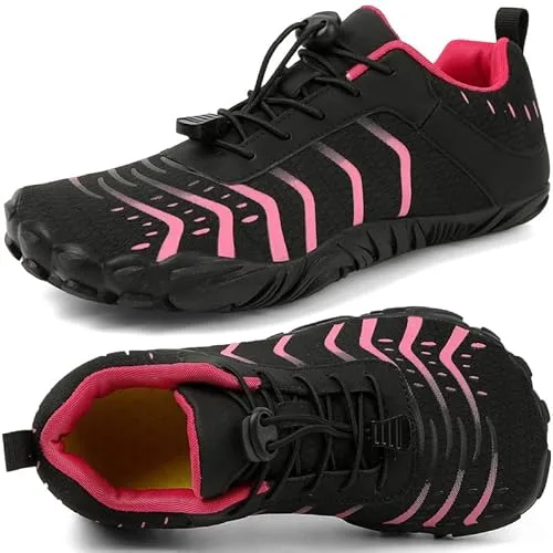 Zapatillas Minimalistas Barefoot Hombre Mujer Zapatos Descalzos Zero Drop Zapatillas de Trail Running Ligeras Cómodas Zapatos de Agua Gym Playa Deportes Senderismo Transpirable Yoga(Rosa Negra 38EU)